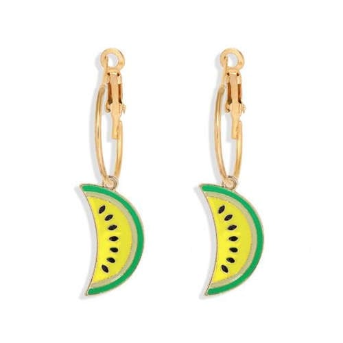 Yellow Summer Watermelon Enamel Earrings