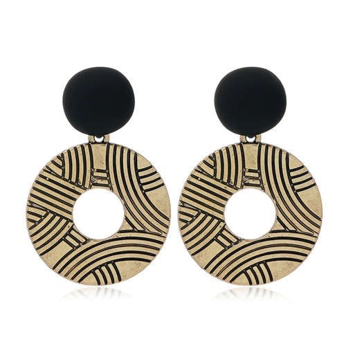 Vintage Wave Engraved Hoops