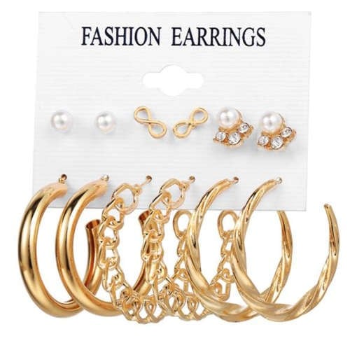 Metallic Chain Hoop Ensemble (6 Piece Set)
