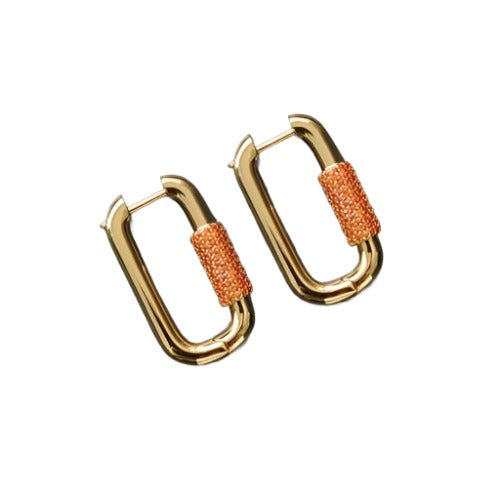 Orange Silver Lock Hoop Elegance