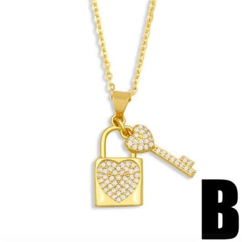 Key Heart B: Creative Copper Pendant Necklace