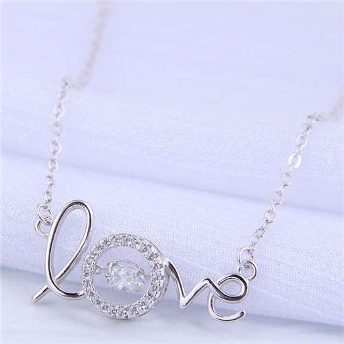 Silver Love: Cubic Zirconia Necklace