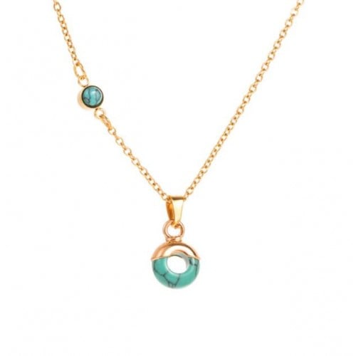 Symphonic Turquoise: 18K Gold Stainless Necklace