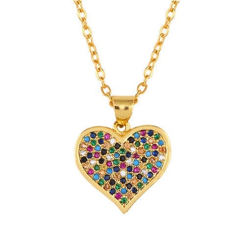 Colorful Heart: Rhinestone Inlaid Necklace