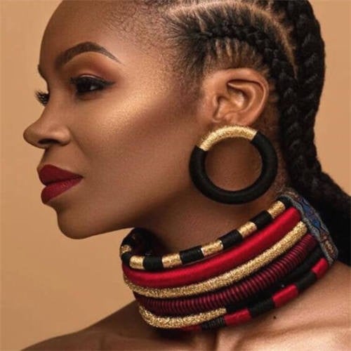 Crimson Weave: Multi-layer Choker and Earrings