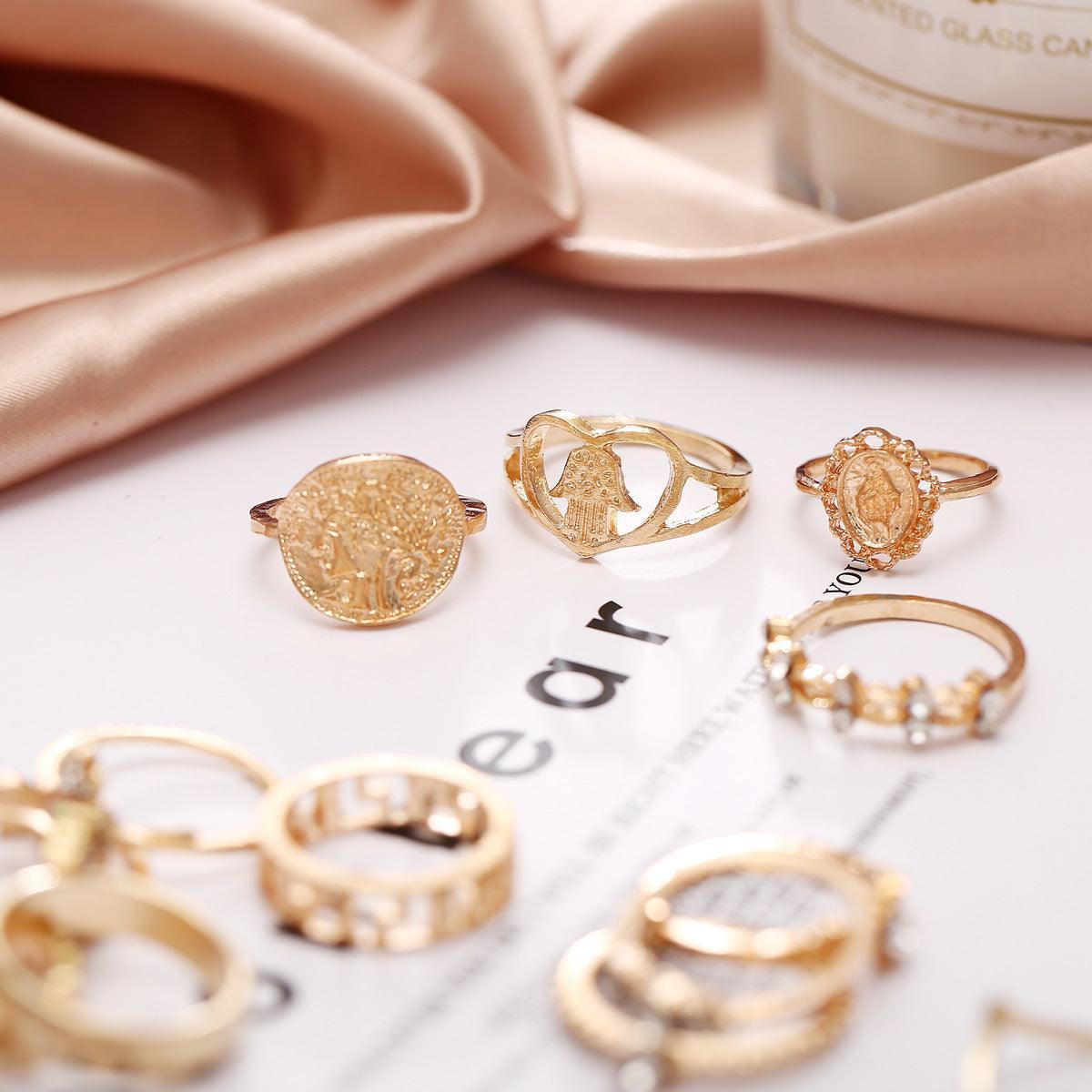 15 Pcs/set Vintage Women Hearts Ring