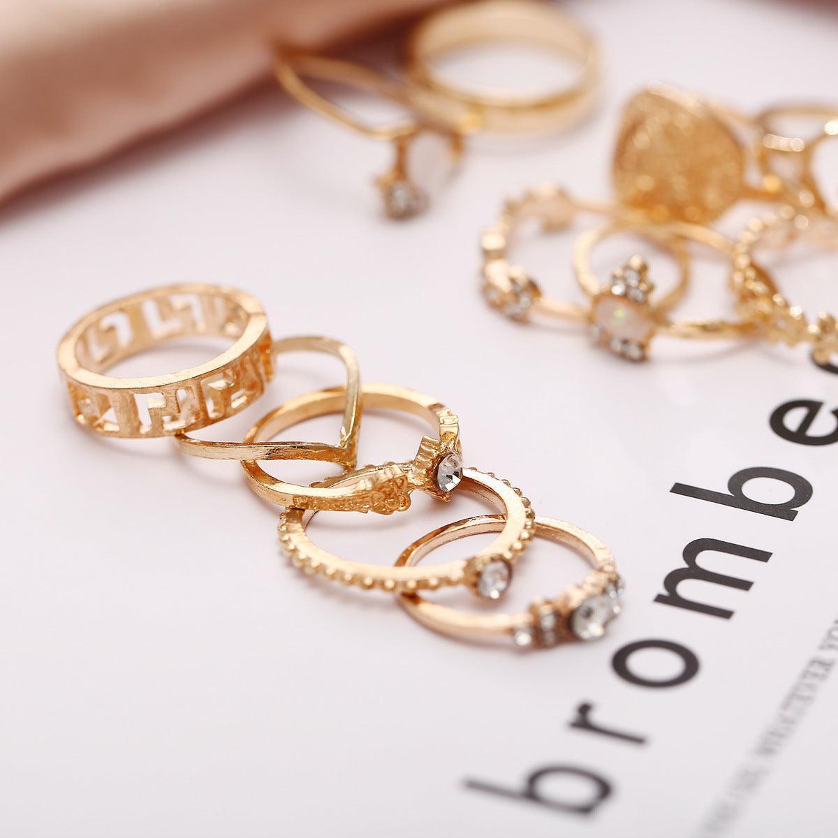 15 Pcs/set Vintage Women Hearts Ring