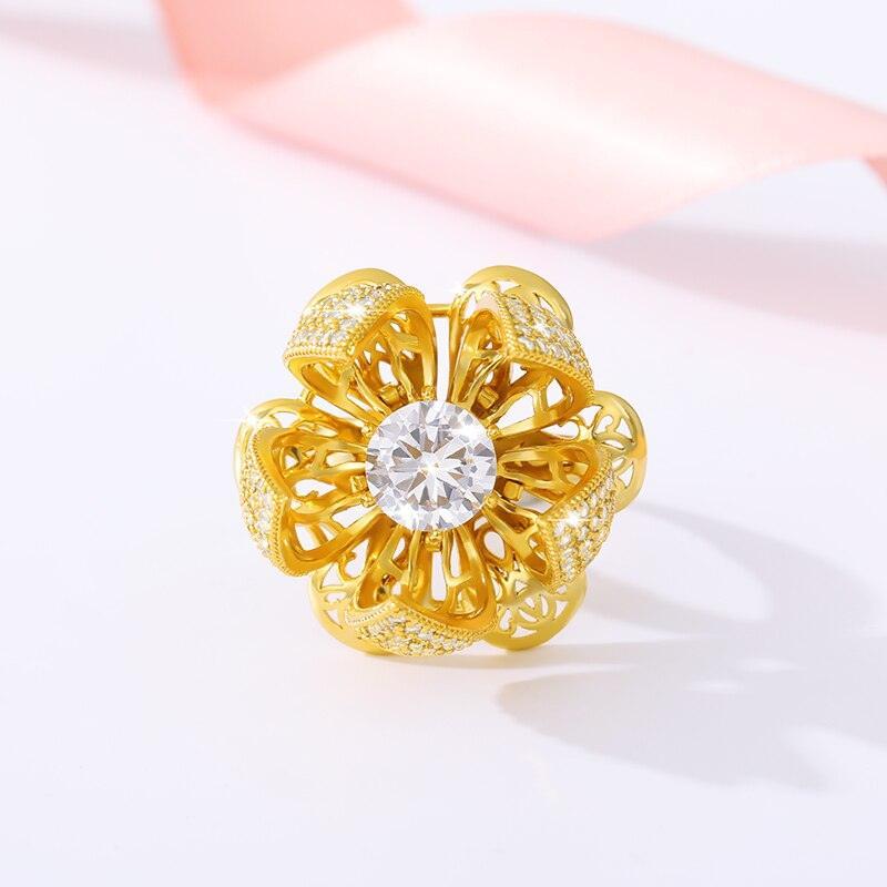 Adjustable Gold Plated Flower Bud Ring