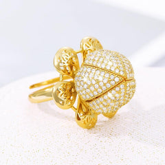 Adjustable Gold Plated Flower Bud Ring