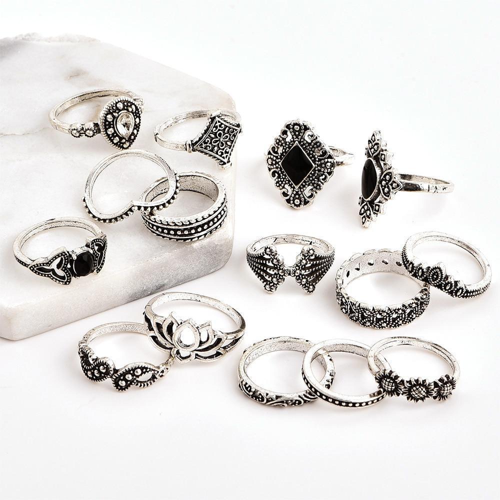 15 Piece Bohemian Ring Set