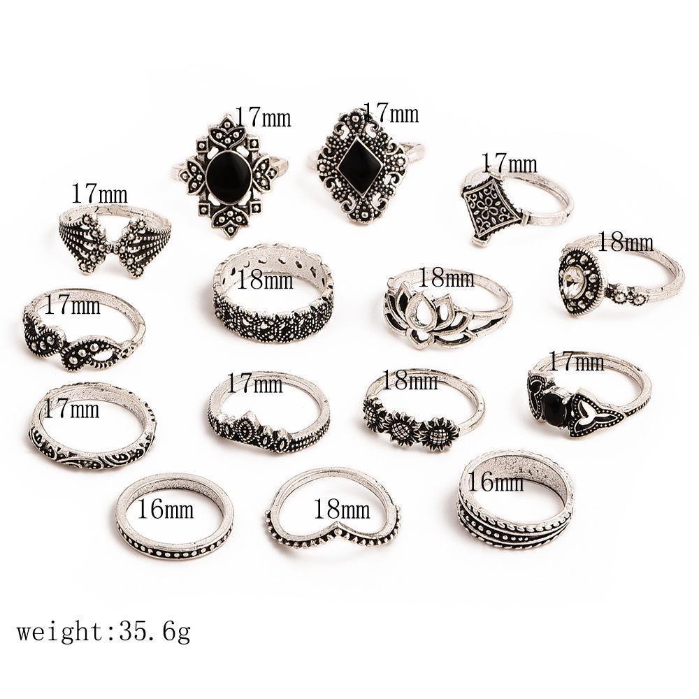 15 Piece Bohemian Ring Set