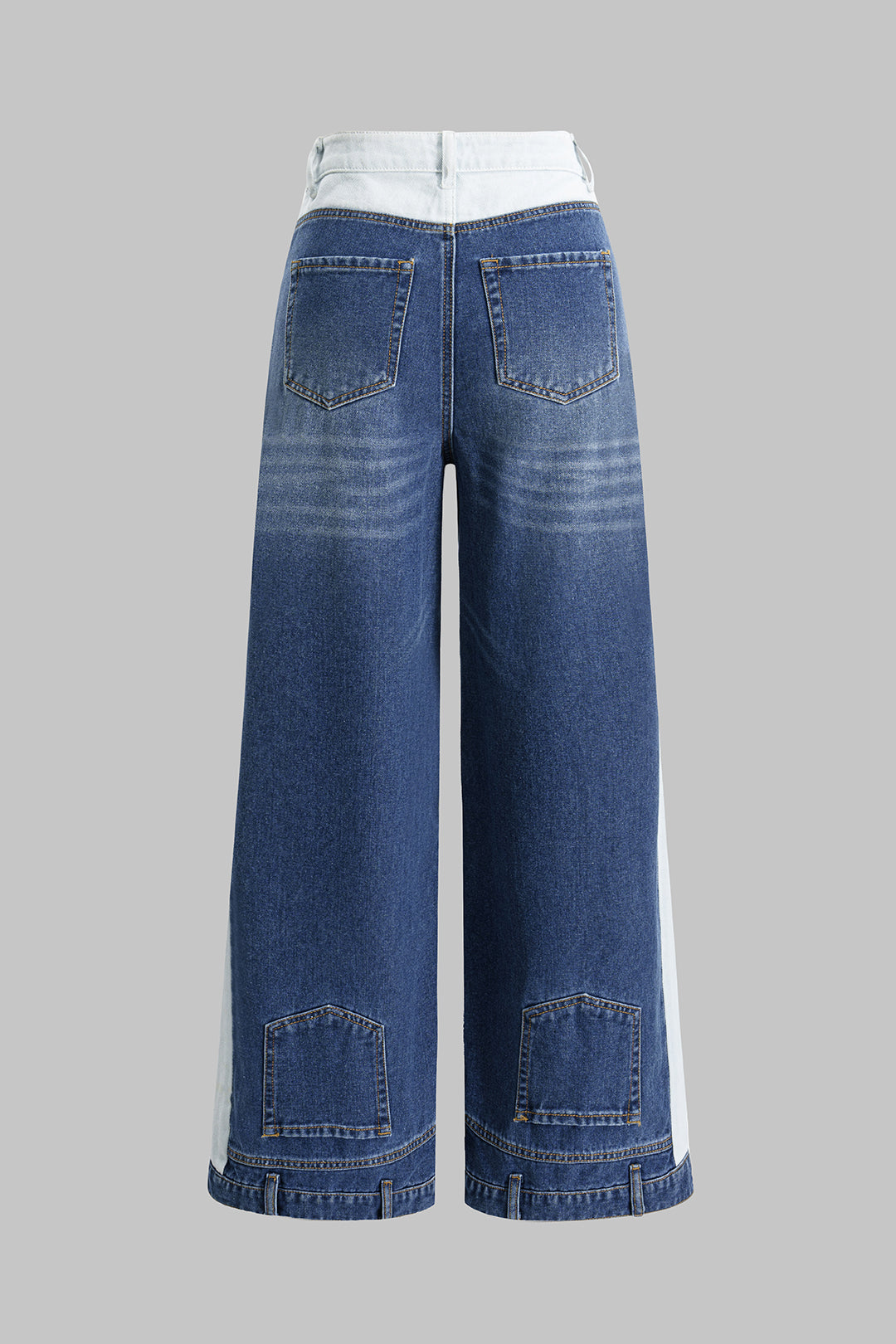 Denim Contrast Patchwork Ripped Jeans