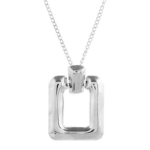 Sleek Silver: Glossy Square Necklace