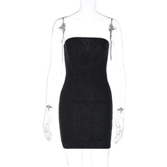 Winter Glamour: Patchwork Tube Top Package Hip Dress