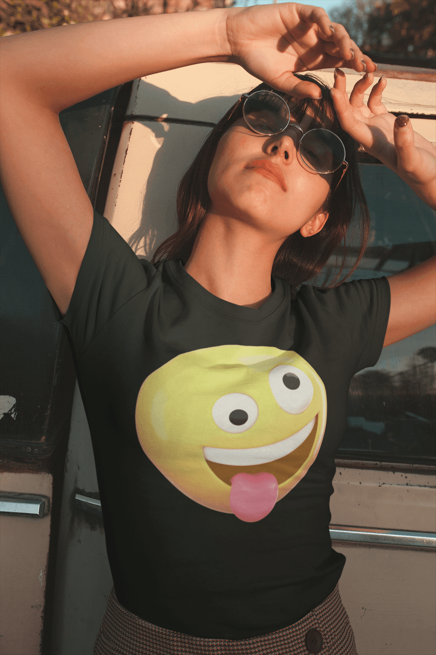 Whimsical Crazy Face Emoji Tee