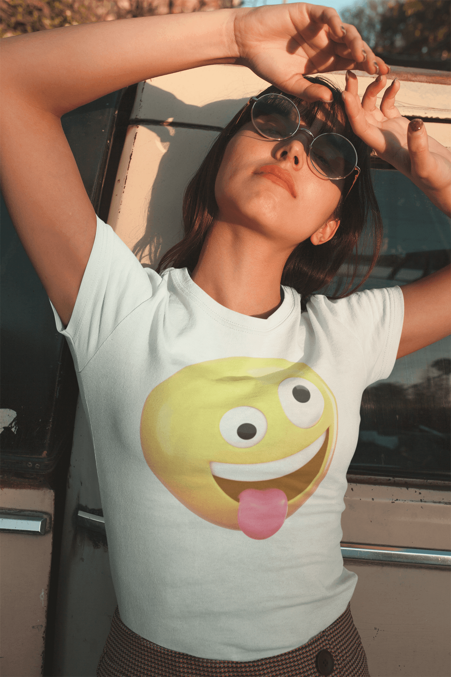 Whimsical Crazy Face Emoji Tee