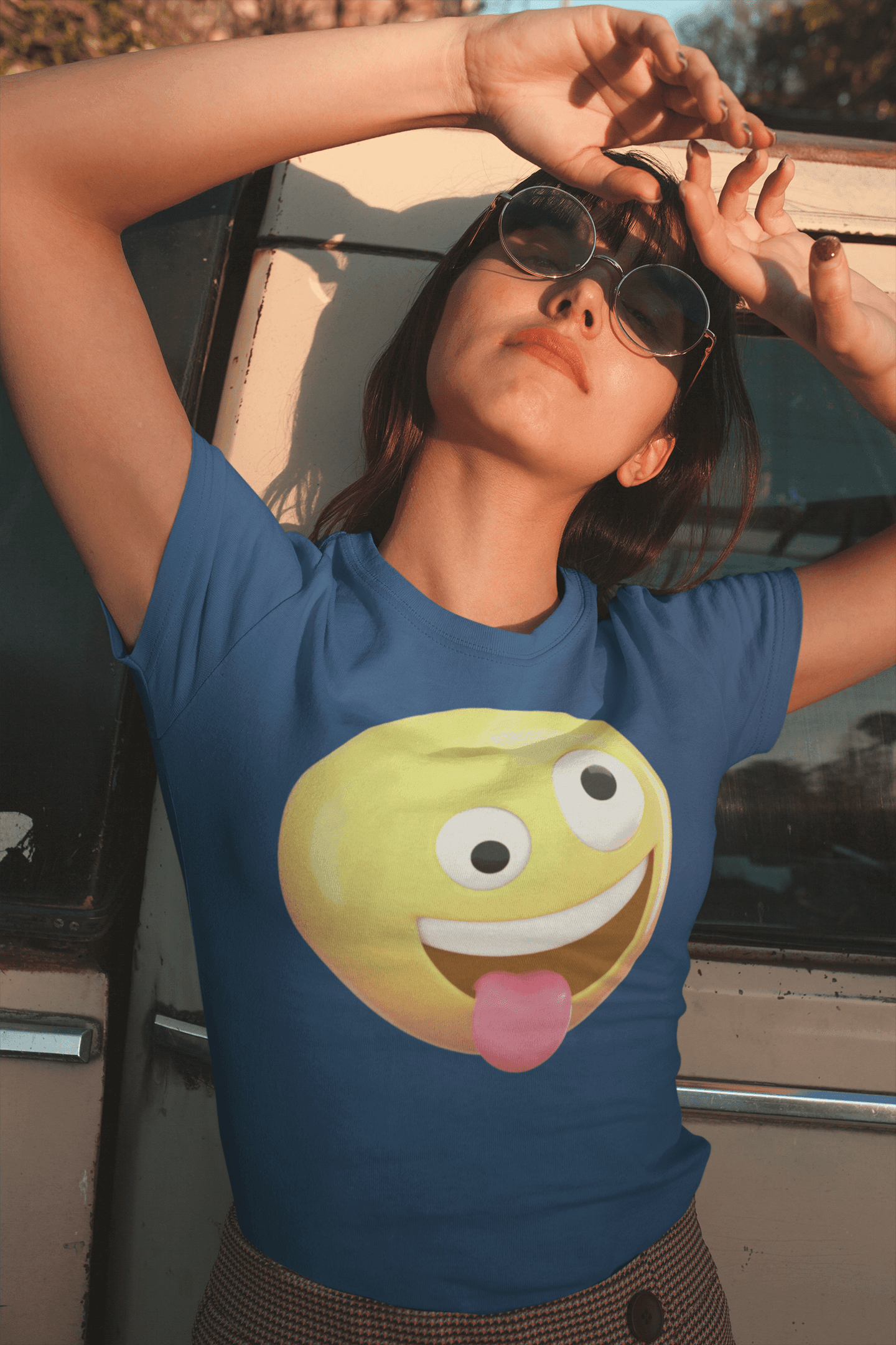 Whimsical Crazy Face Emoji Tee