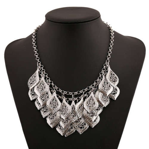 Silver Leaves: Bold Bib Necklace