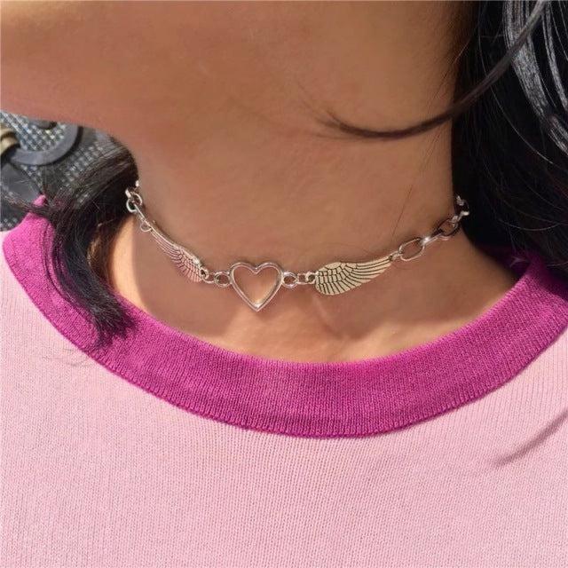Celestial Harmony Angel Wings Pendant Necklace