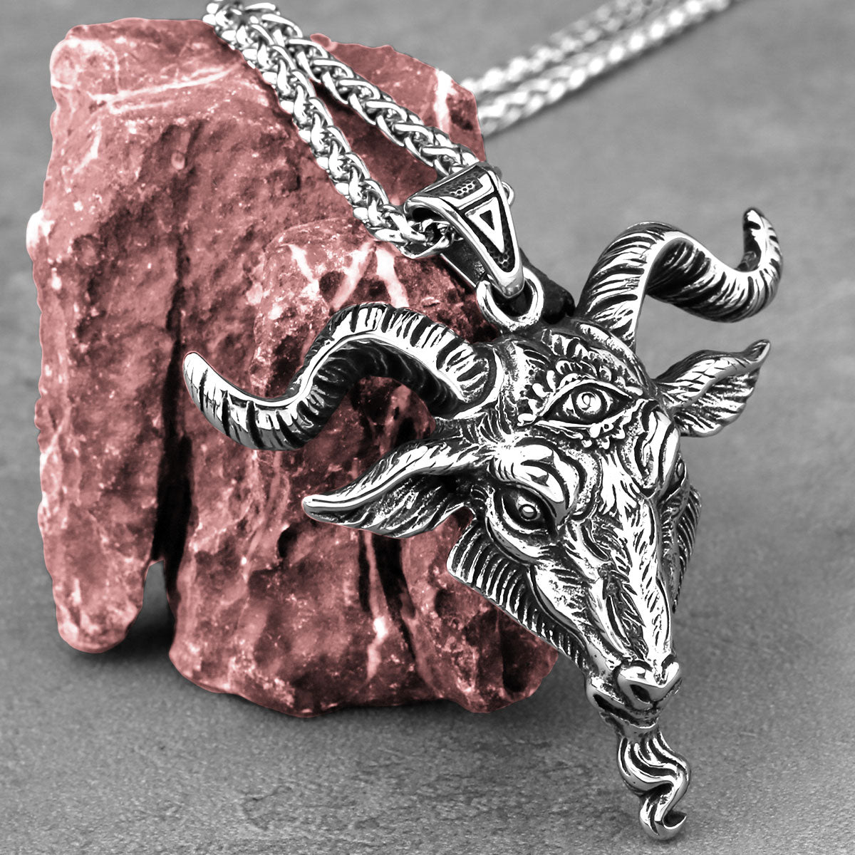 Steel Viking Ram Power Necklace