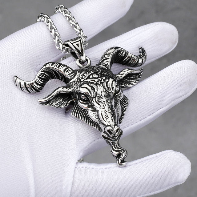 Steel Viking Ram Power Necklace