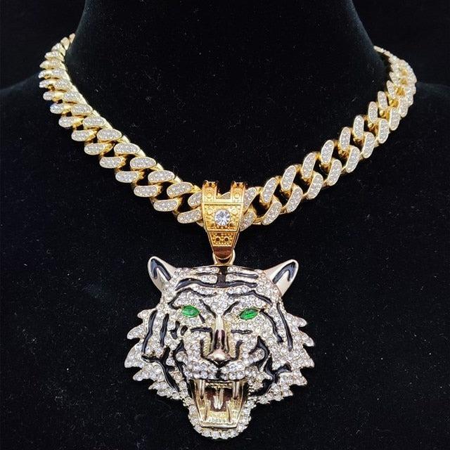 Regal Tiger Crystal Pendant Necklace