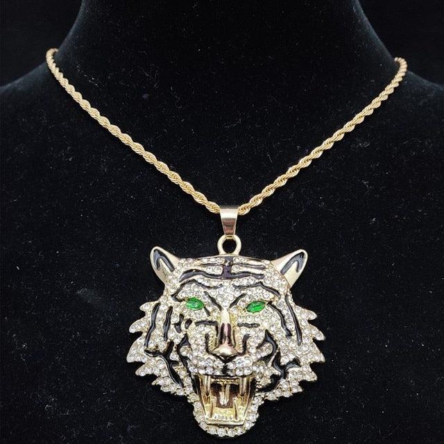 Regal Tiger Crystal Pendant Necklace