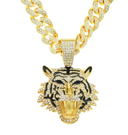 Regal Tiger Crystal Pendant Necklace
