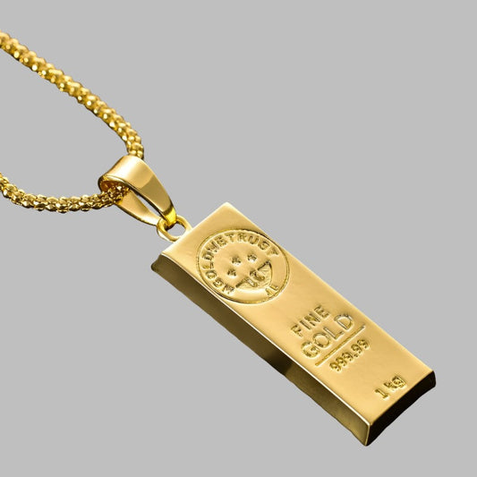 MGOLD WE TRUST" Australia Gold Color Bars Pendant Men Necklace
