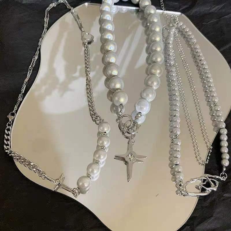 Radiant Cross Luminous Beads Pearl Necklace