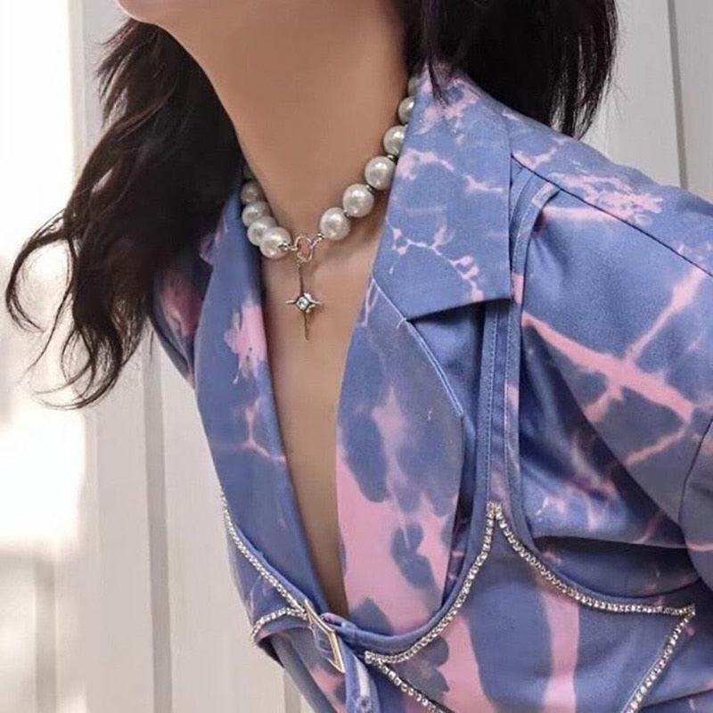 Radiant Cross Luminous Beads Pearl Necklace