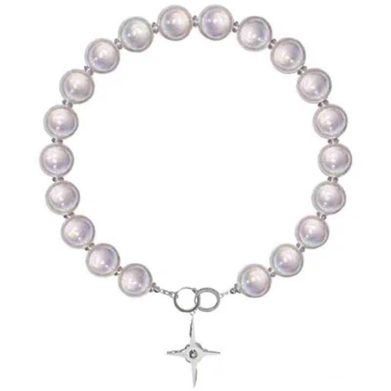 Radiant Cross Luminous Beads Pearl Necklace