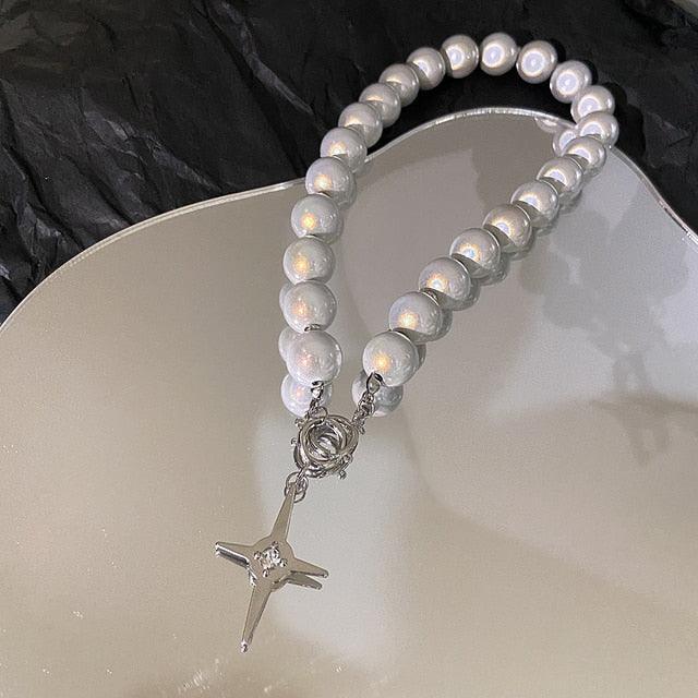 Radiant Cross Luminous Beads Pearl Necklace