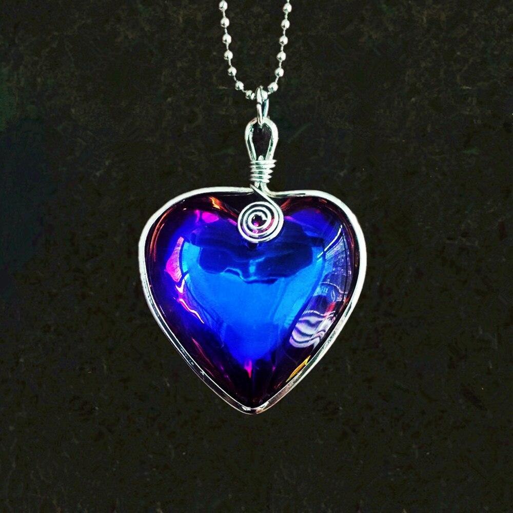 Radiant Aura Rainbow AB Crystal Heart Necklace