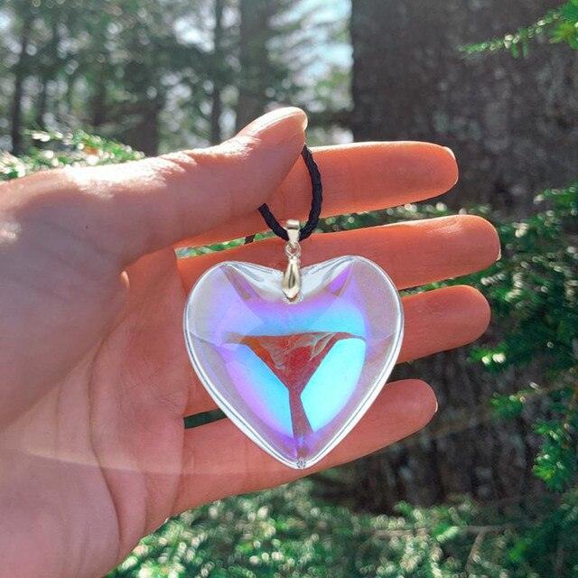 Radiant Aura Rainbow AB Crystal Heart Necklace