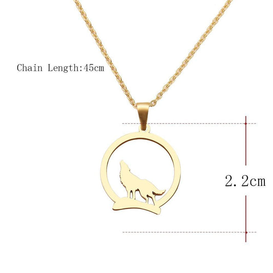Majestic Wolf On The Hill Stainless Steel Pendant Necklace