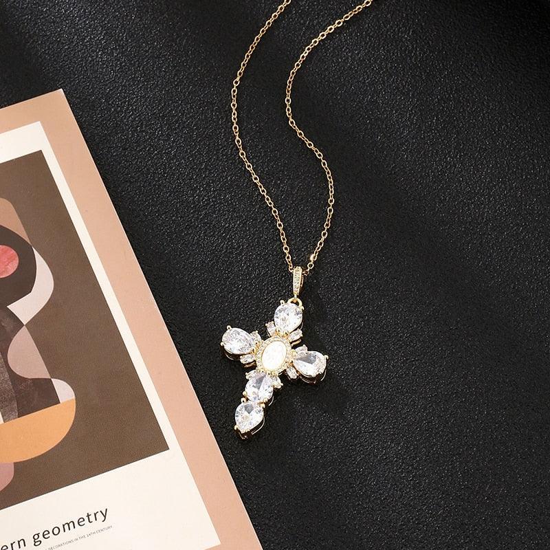 Divine Grace Cross Pendant Virgin Mary Necklace