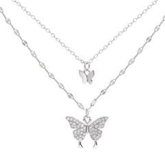 Whimsical Flutter Butterfly Double Layer Chain Necklace