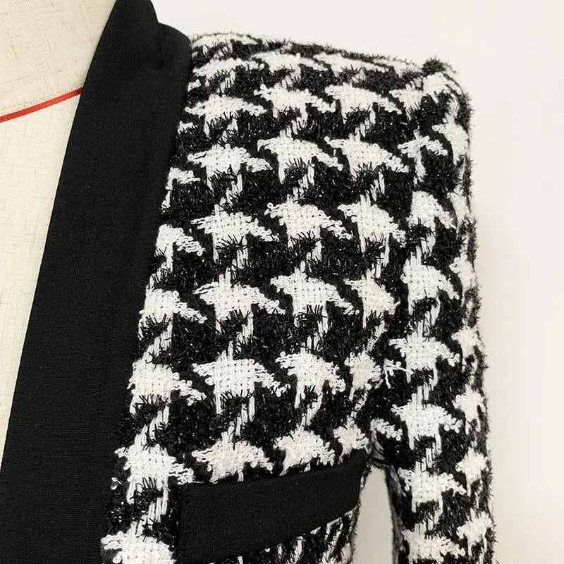 The Houndstooth Long Sleeve Tweed Jacket