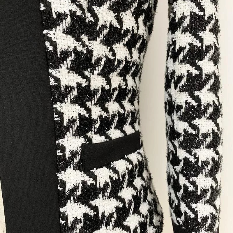 The Houndstooth Long Sleeve Tweed Jacket
