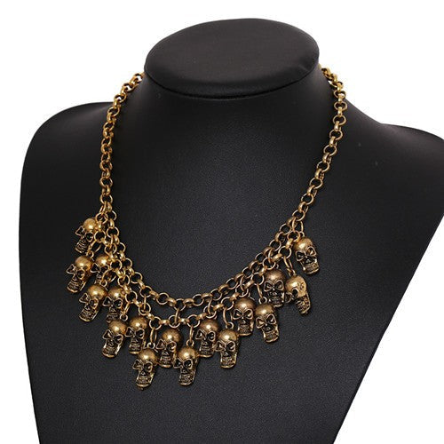 Skull Gold: Punk Statement Necklace