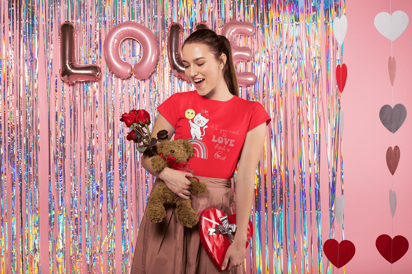 LOVE and a CAT VALENTINE T-shirt