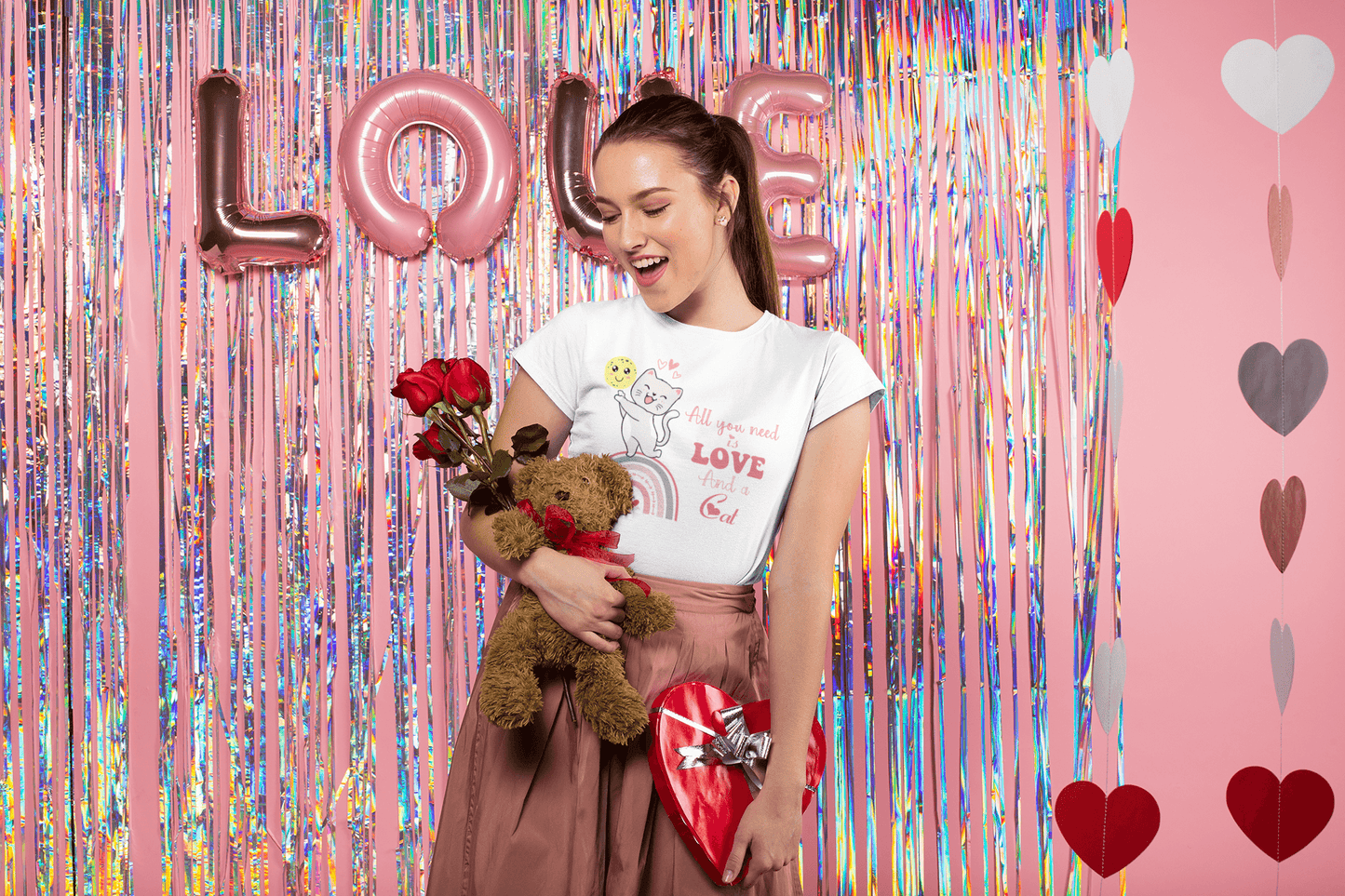 LOVE and a CAT VALENTINE T-shirt