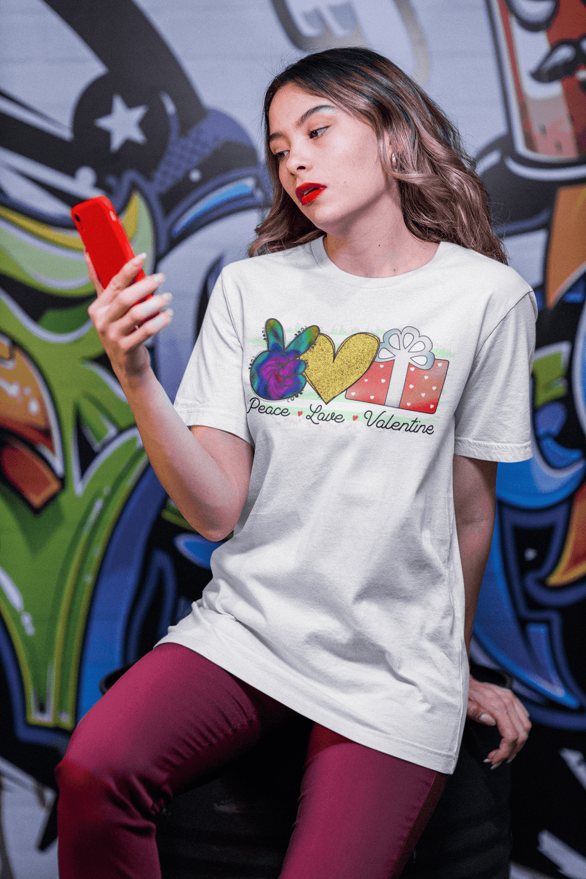 PEACE LOVE VALENTINE T-shirt