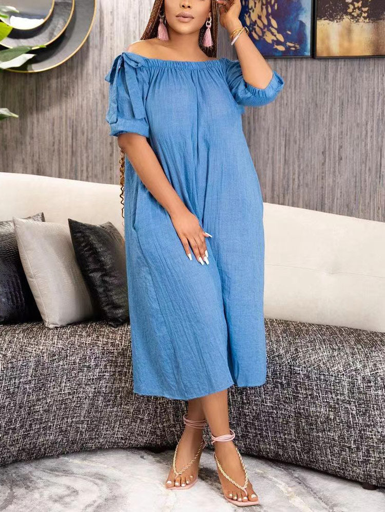 Off Shoulder Pockets Loose Jumpsuit