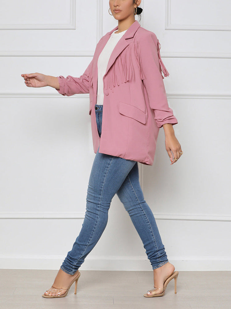 Casual Fringe Open Front Blazer