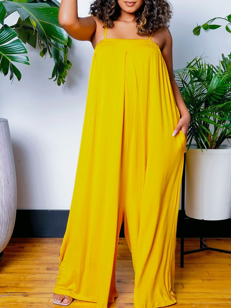 Casual Wide Leg Jumpsuit With Pockets