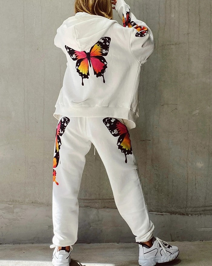 Long Sleeve Butterfly Two-Piece Outfit