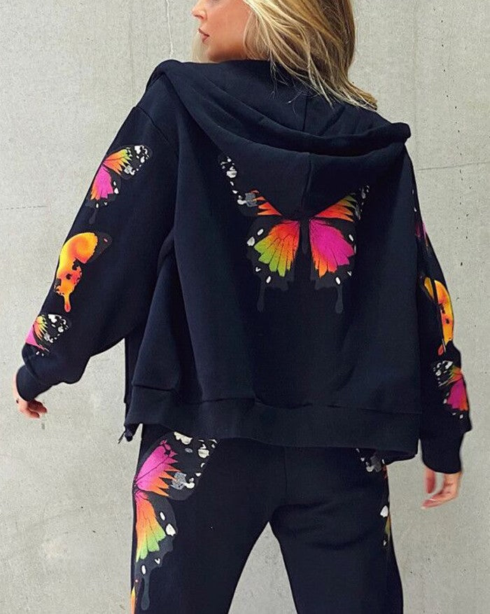 Long Sleeve Butterfly Two-Piece Outfit