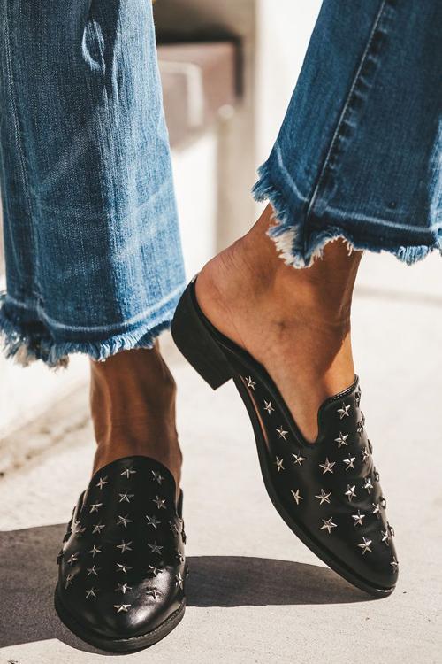 Star Rivets Flat Mules